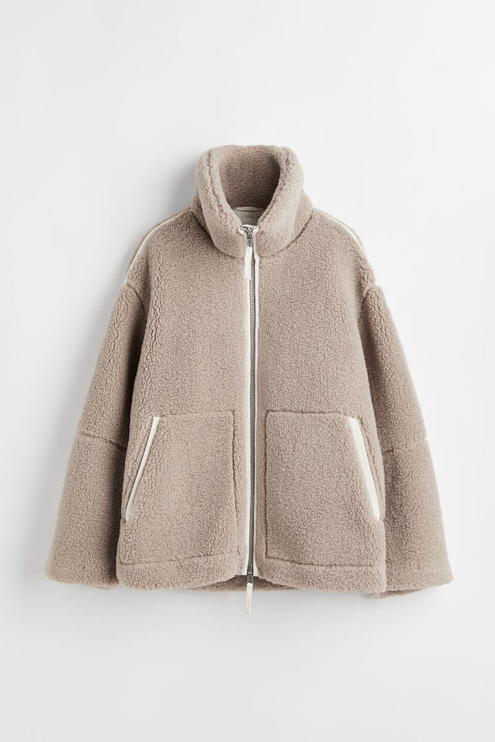 Kaja | Soft Teddy Coat with Stand-Up Collar