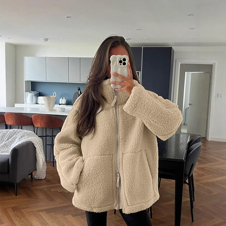 Kaja | Soft Teddy Coat with Stand-Up Collar