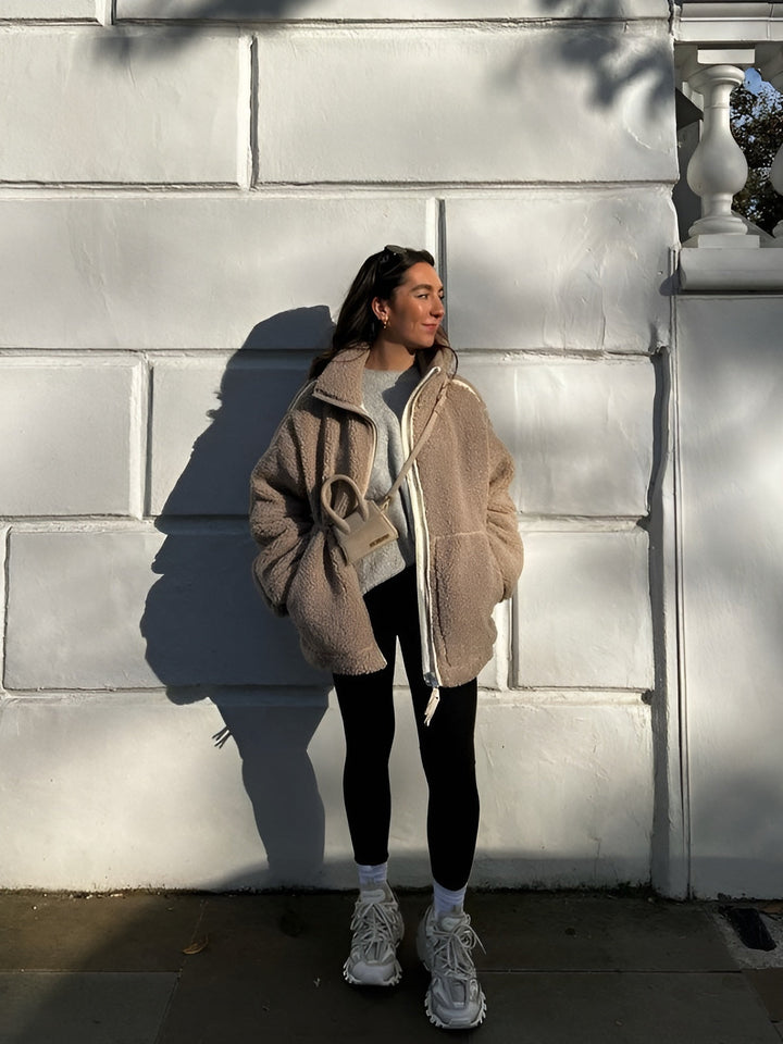 Kaja | Soft Teddy Coat with Stand-Up Collar