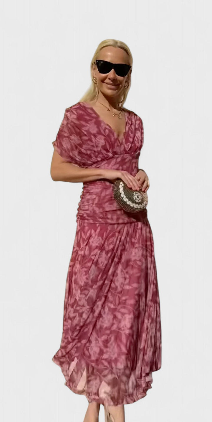 Christi | Off-Shoulder V-Neck Printed Dress