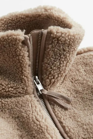 Kaja | Soft Teddy Coat with Stand-Up Collar