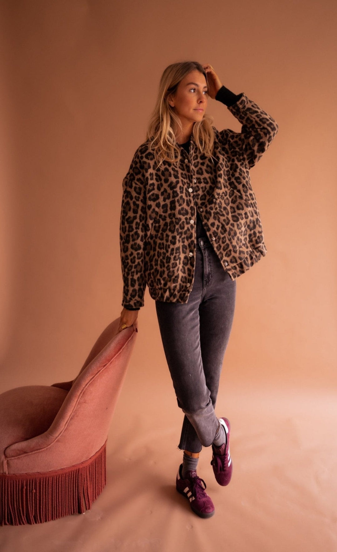 Chiara | Short jacket with leopard print